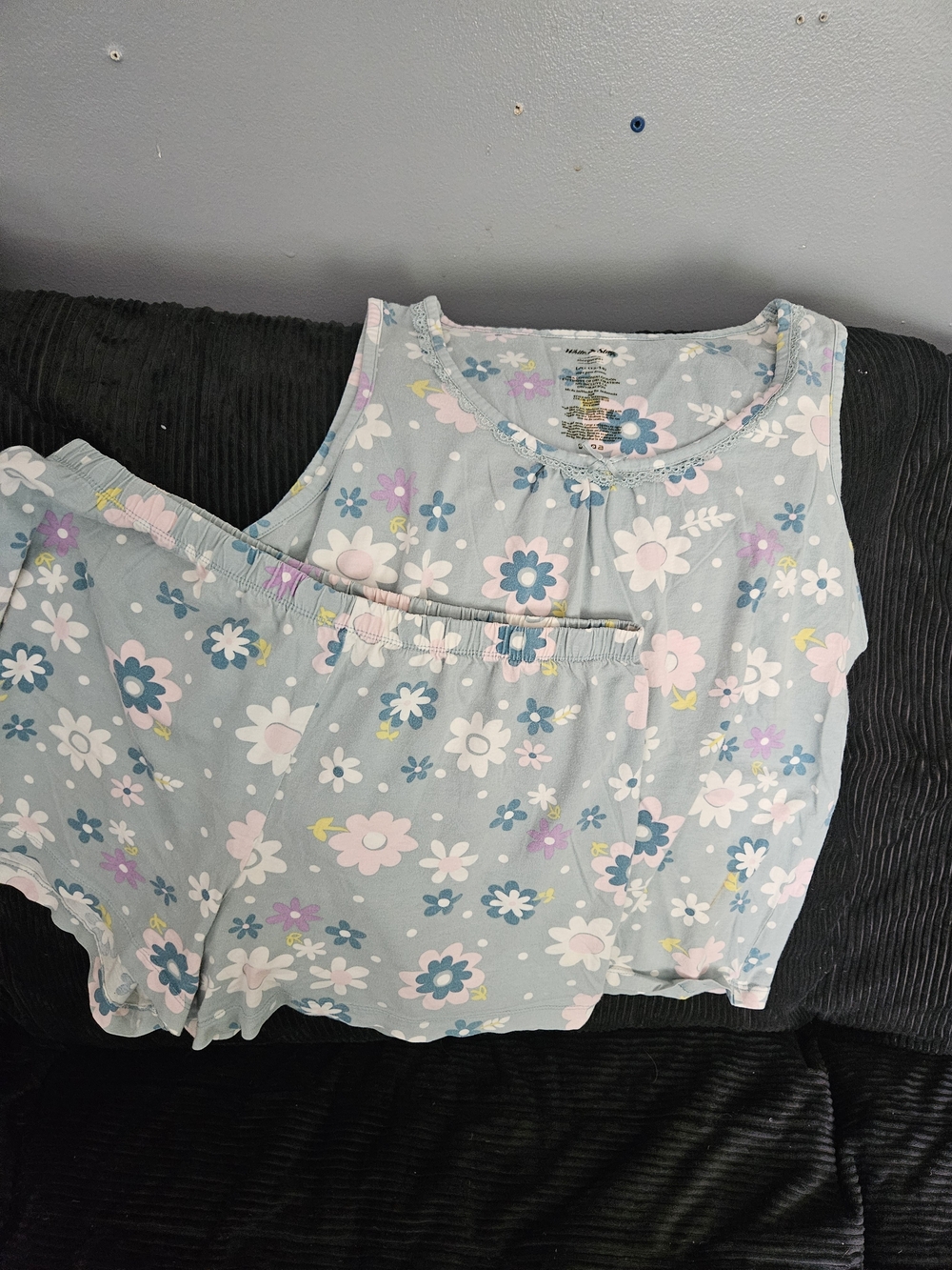 White Stag Light Blue Floral Tank & Shorts Pajama Set